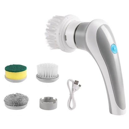 Revolutionary Electric Spin Scrubber - USB Rechargeable with 5 Versatile Brush Heads for Effortless Cleaning in Kitchen, Bathroom, and Beyond
